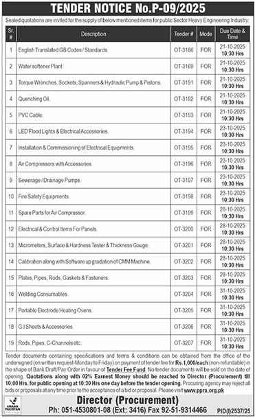 Public Sector Organization Islamabad Tender Notice